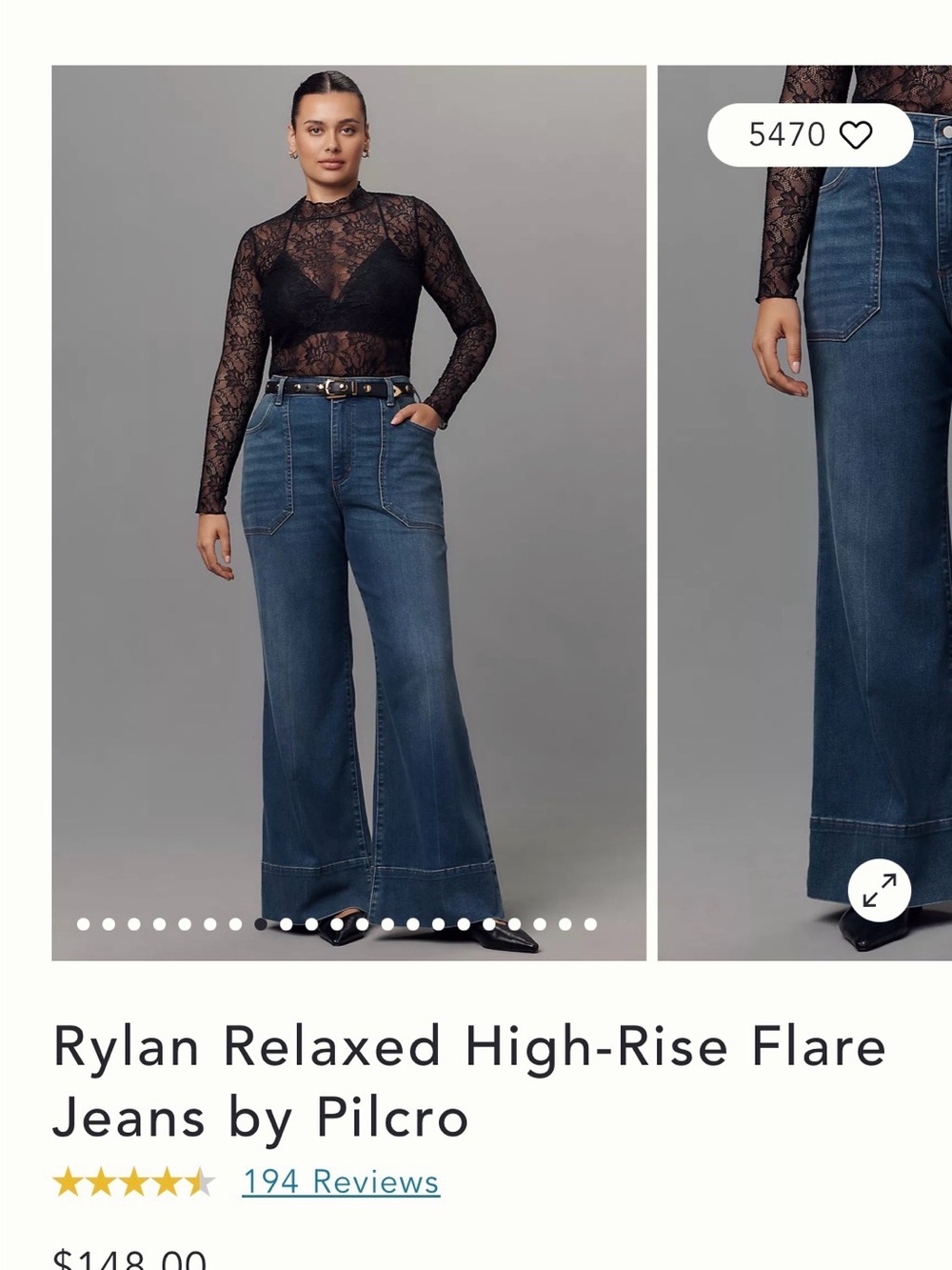 Pilcro High-Rise Wide-Leg Flare Jeans in Dark Blue
